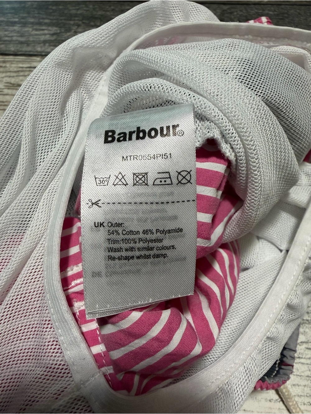 Barbour Striped Lined Swim Trunks Men’s S Pink White (Inseam 6) Drawstring - Picture 9 of 10